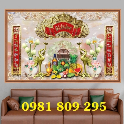 Gạch 3d ban thờ Phúc Lộc Thọ JH96