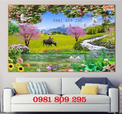 Mẫu tranh gạch 3d đồng quê