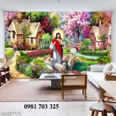 Tranh gạch 3D trang trí phòng khách