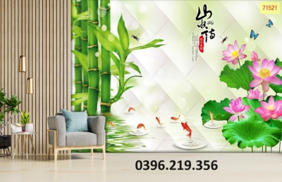 Gạch tranh 3D hình tre trúc trang trí