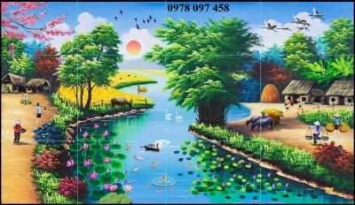 Tranh gạch 3d- tranh phong cảnh quê