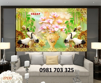 Gạch tranh 3D- tranh chim hạc