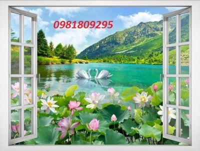 Gạch tranh 3d cửa sổ vườn hoa FGB688