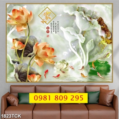 Tranh gạch men hoa sen đẹp JP3258