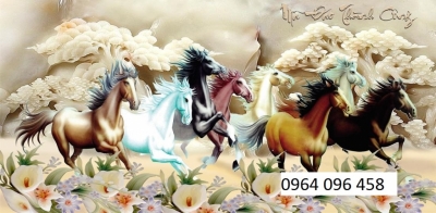 tranh gạch 3d 8 con ngựa đẹp