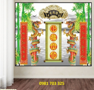 tranh 3D phòng thờ, tranh gạch men