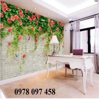 Gạch tranh vườn hoa trang trí tường