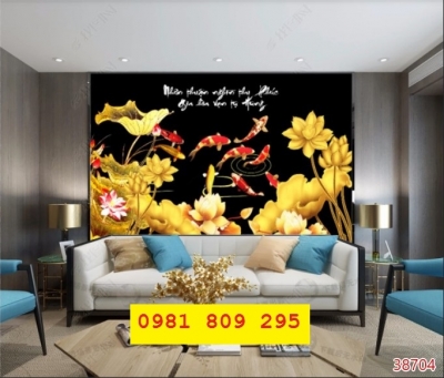 Gạch tranh trí tường hoa sen 3d