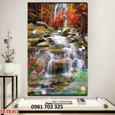 Tranh gạch phong cảnh thác nước 3D khổ đứng