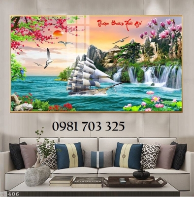 Tranh gạch hình thuyền buồm 3D đẹp