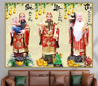 Tranh 3D phúc lộc thọ- gạch tranh 3D