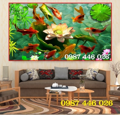 Tranh gach men cá chép vàng HP88293