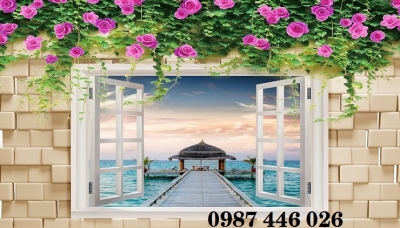 Gạch 3d tranh ốp tường cửa sổ HP79293