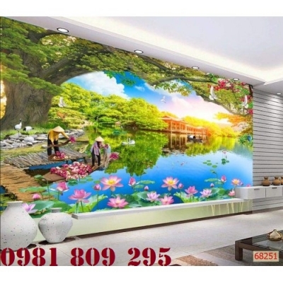 gạch tranh 3d - tranh trang trí 3d phong cảnh