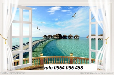 Tranh gạch ốp tường cửa sổ 3d - JSX433