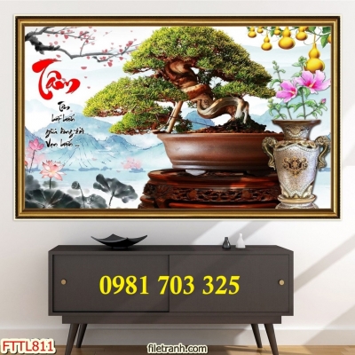Gạch tranh 3D cây cảnh phong thủy ốp tường