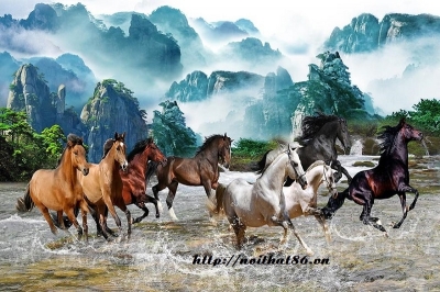 Tranh ngựa, gạch tranh bát mã HP233