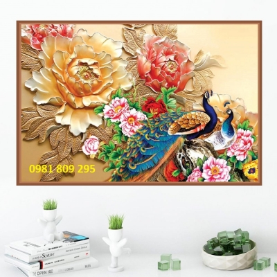 Gạch 3d tranh công mẫu đơn FP2566