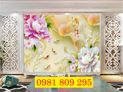 Gạch tranh 3d hoa mẫu đơn , tranh sứ ngọc