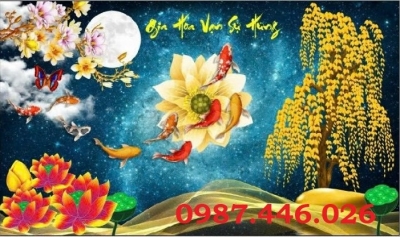 Gạch tranh cá chép vàng