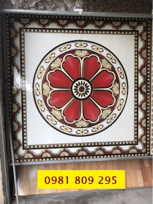 Gạch thảm , thảm gạch vuông hoa đỏ đẹp HP665