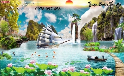 Gạch tranh 3D - thuận buồm xuôi gió