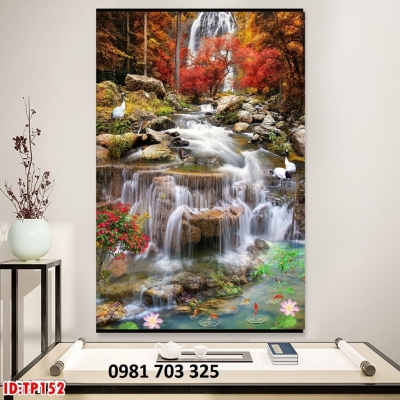 tranh gạch men 3D phong cảnh khổ đứng