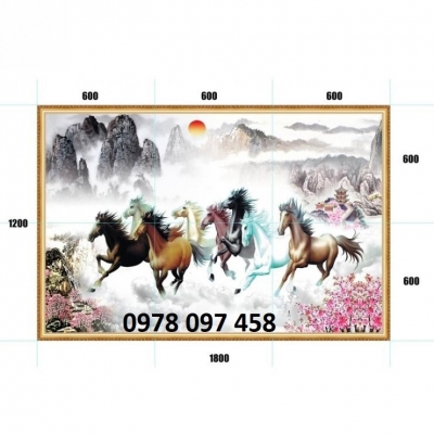 Tranh 3d họa tiết 8 chú ngựa