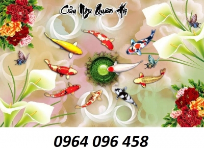 Tranh gạch 3d cửu ngư quần hội - DCBBN8