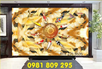 Gạch tranh 3d - tranh cá chép phong thủy