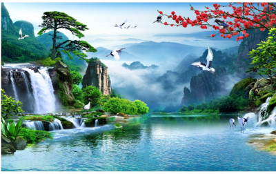 Tranh gạch 3d phong cảnh sơn thủy hữu tình - MNN77