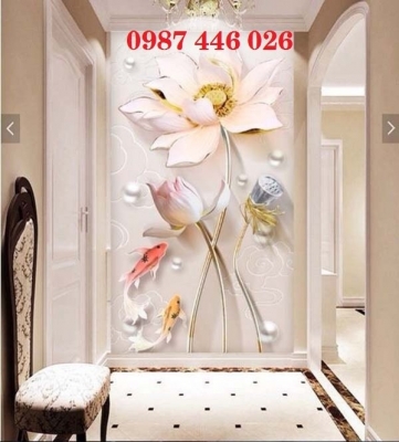 Gạch tranh bình hoa lục bình dựng vách