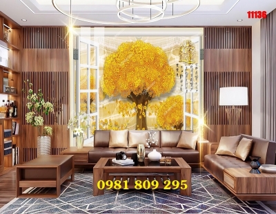 Gạch tranh 3d kim tiền vàng khổ ngang