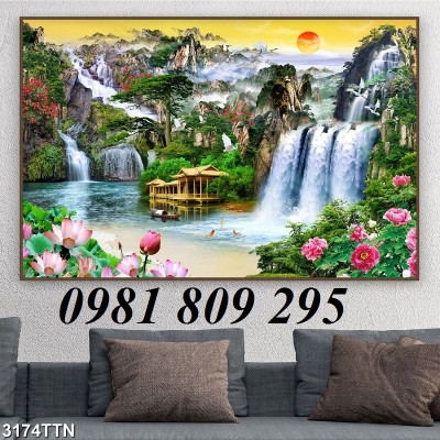 Gạch tường , tranh gạch men thác nước HP5445