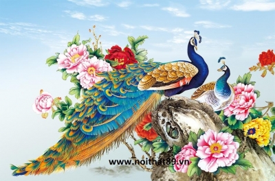 Tranh gạch- Tranh chim công