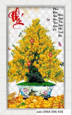 Tranh gạch 3d cây mai vàng - ,XBV68