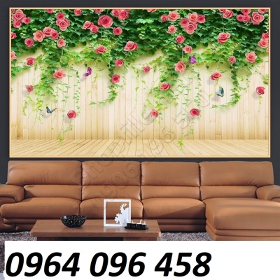 Tranh gạch hoa hồng leo 3d - 987bn