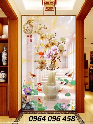 Mẫu tranh gạch 3d bình hoa - 55X0