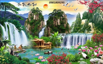 tranh gạch 3d, tranh phong cảnh làng quê