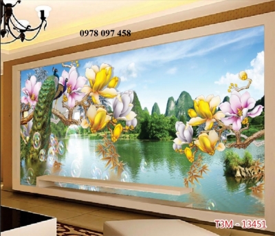 Tranh gạch chim công - tranh ốp tường