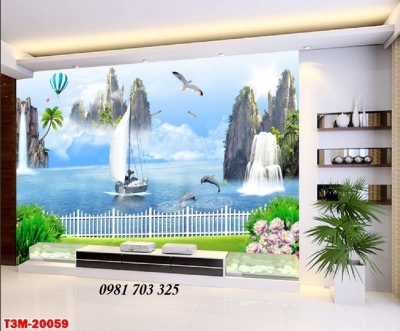 Tranh 3D cảnh biển-gạch tranh