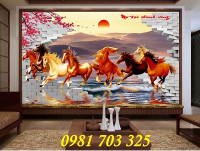 tranh mã đáo thành công, tranh gạch 3d phong thủy