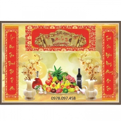 Phòng thờ - tranh gạch câu đối