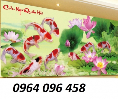 Tranh gạch 3d cửu ngư quần hội - 022XP