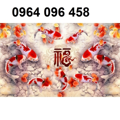 Mẫu tranh gạch ốp tường cá koi 3d - FCVV64