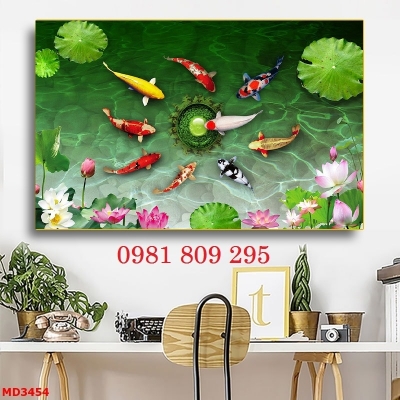 Tranh 3d hoa sen , gạch tranh 3d trang trí HN8988