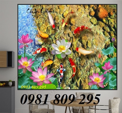 tranh gạch men 3d cá chép phong thủy