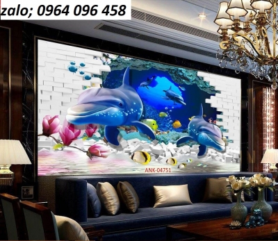 Gạch tranh 3d cá heo đại dương - CXX3
