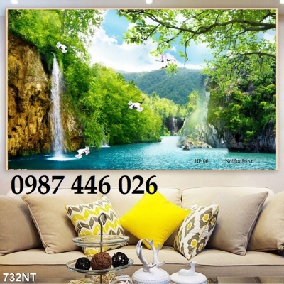 Tranh gạch men thác nước hữu tình HP8772