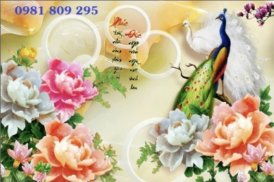 Gạch 3d tranh công mẫu đơn FP2566